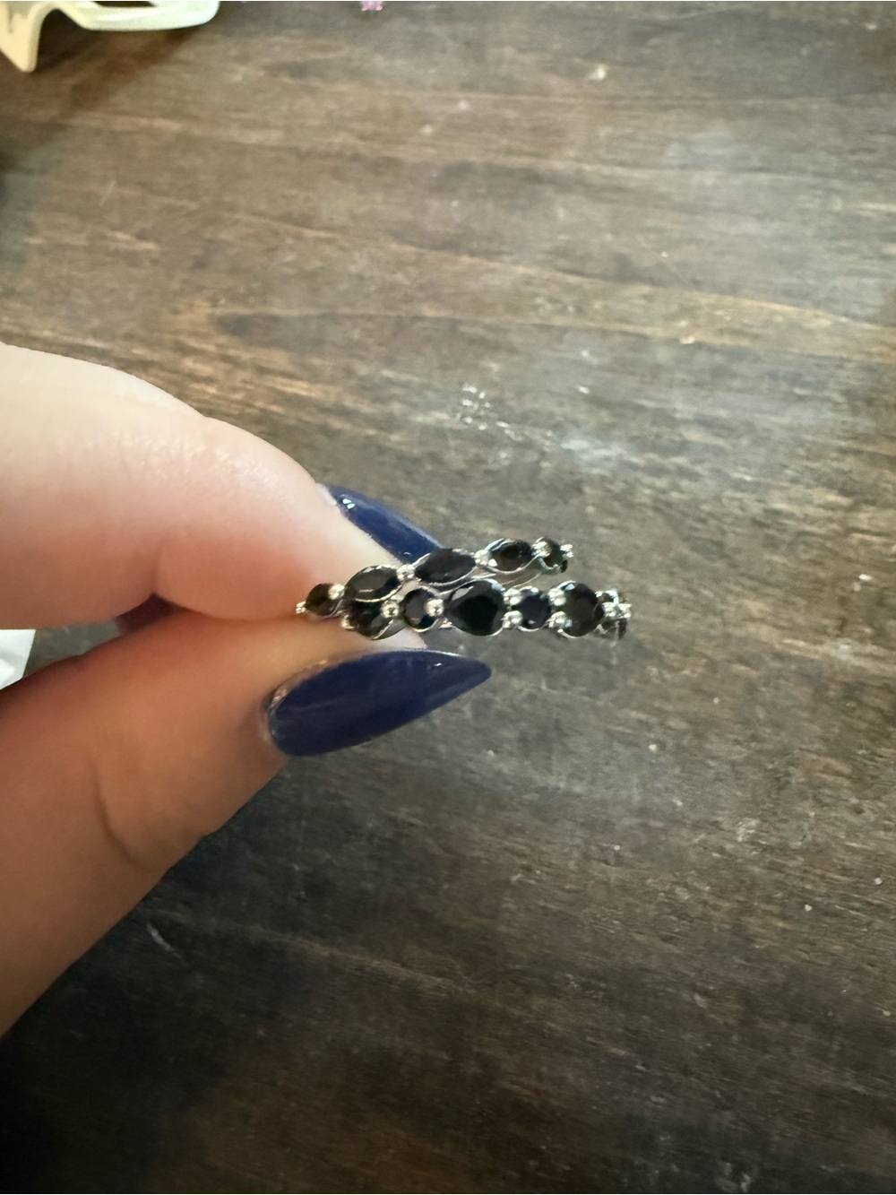 Sterling Silver Black Gemstone Stackable Ring - Women Jewelry